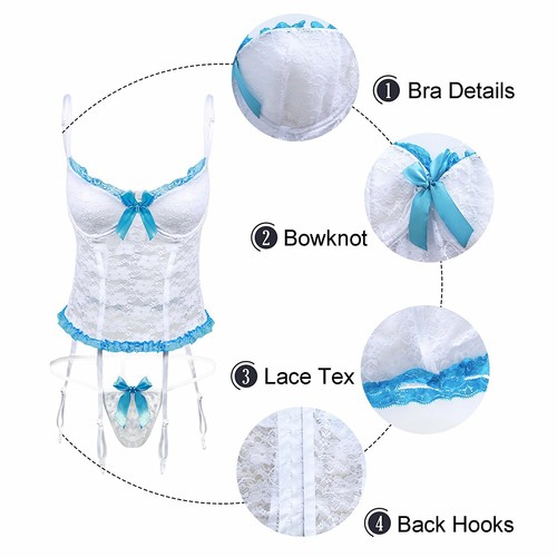 Sexy-Lingerie-Sleepwear-Lace-Women's-G-string-Garters-Belts-Babydoll-Nightwear - Picture 32 of 32