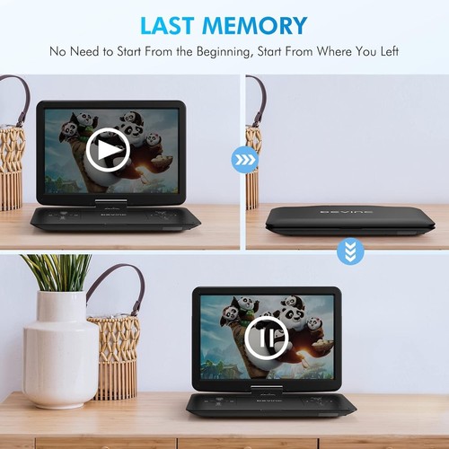 DEVINC 17.9" Portable DVD Player with 15.6" HD Swivel Screen Rechargeable Remote - Picture 5 of 8