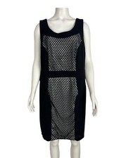 Lane Bryant Womens Pencil Dress 22 Black Mesh Panel Sleeveless Cocktail Zip Back