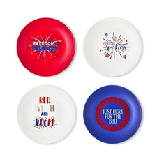 Way to Celebrate Patriotic 4th of July Plastic 8in Salad Side Plates Set of 4