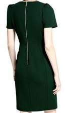 CALVIN KLEIN SCUBA SHEATH DRESS, SHORT PUFFED SLEEVE MALACHITE, SIZE 6 NWT