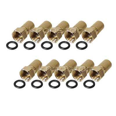 100x F-Stecker 7mm SAT-Kabel VERGOLDET Wasserschutz Dichtring Koaxialkabel UHD