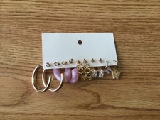 Butterfly and Pink Faux Pearl Decor Earrings 5 Set