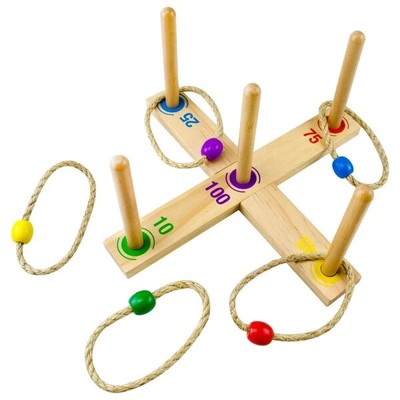 Klassisches Ringwurfspiel aus Holz! Traditionelles Holzspielzeug für Kinder