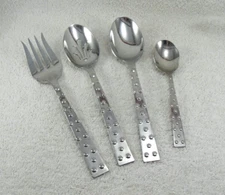 LYF9 Serving Set 4 Piece Libbey Dots Glossy Stainless Flatware