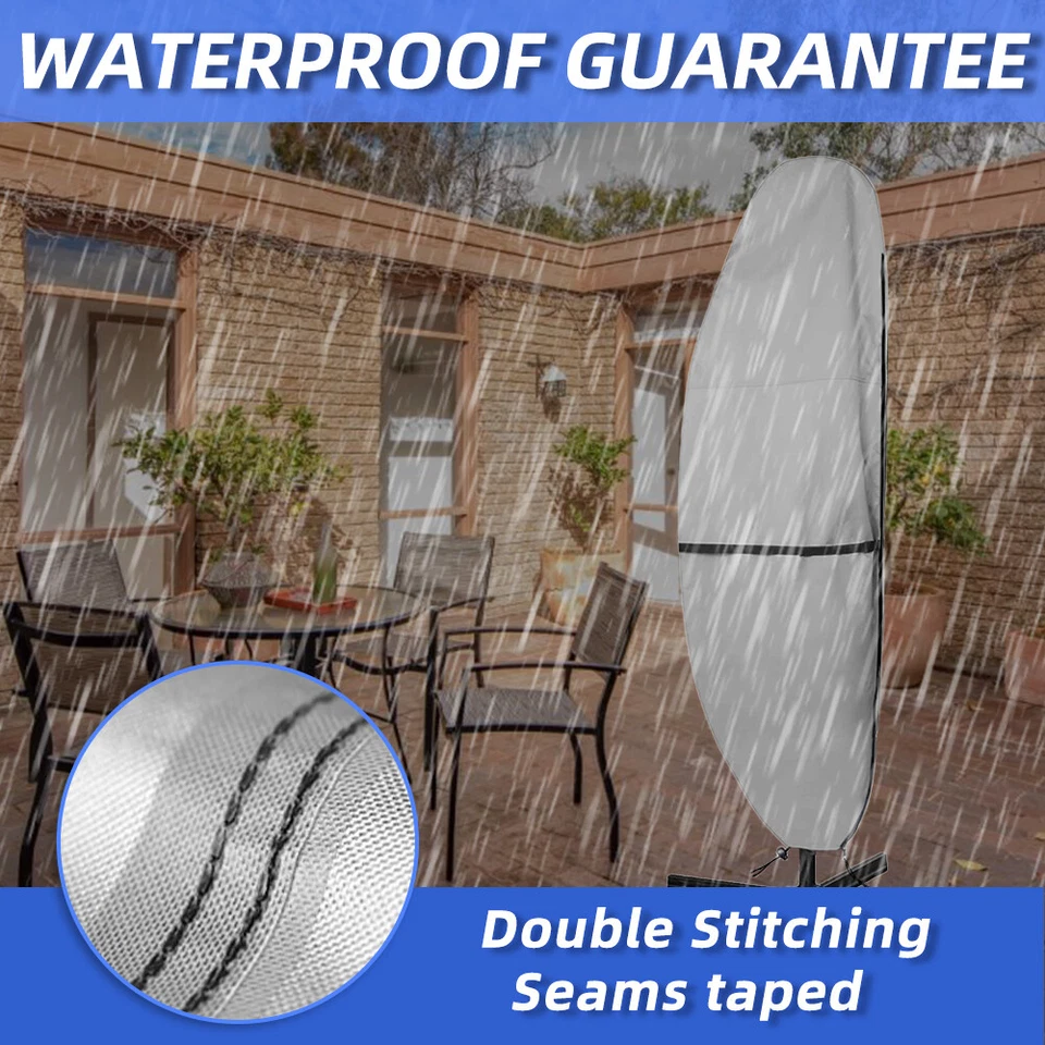Patio Umbrella Parasol Canopy Cover - Waterproof Outdoor with Sturdy Zipper - Image 4 of 4