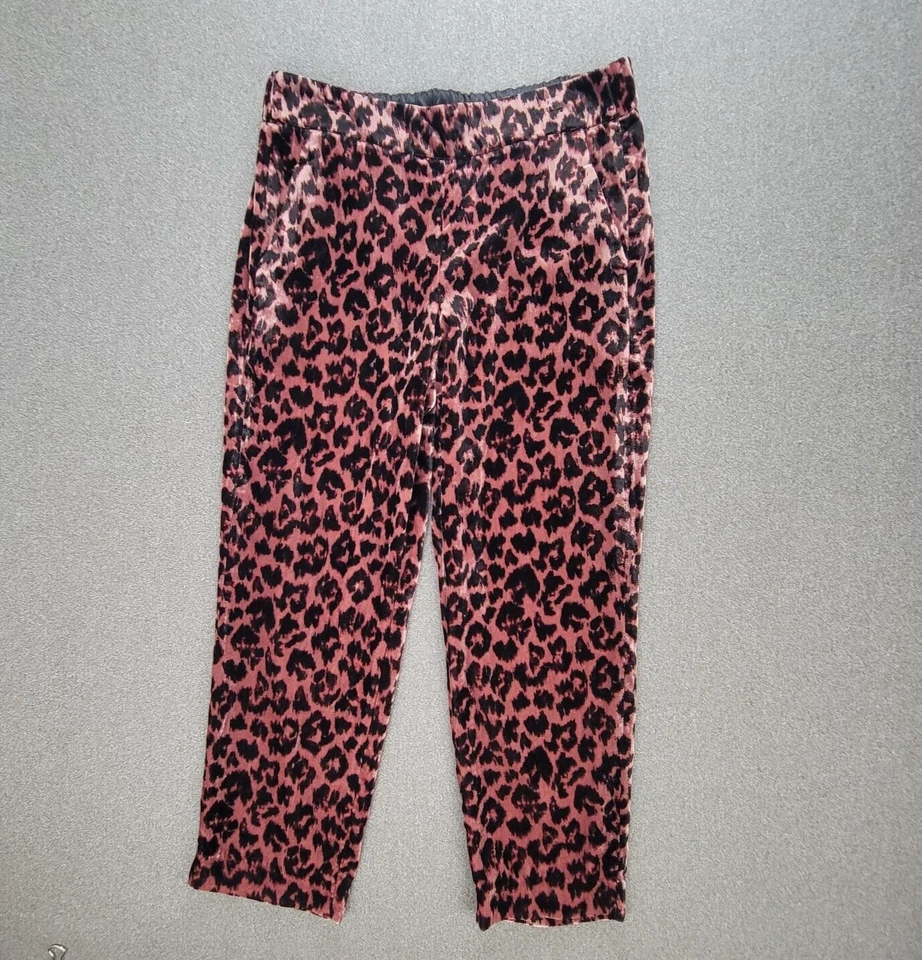 Pantalón J Crew Mujer 8 Rosa Leopardo Terciopelo Fácil de Tirar Cortar