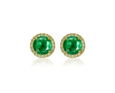 14K Yellow Gold 10mm Round Halo CZ Stud Push Back Earrings
