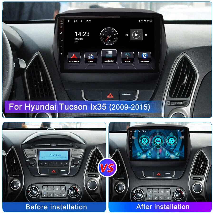 Для Hyundai Tucson IX35 2010-2015 Apple Carplay Android 14 автомобильное стерео радио GPS - Изображение 2 из 4