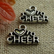 Free Ship 240 pcs tibetan silver I Love CHEER charms 14x10mm L-1402