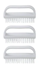 Superio Stiff Nail Brush Cleaner with Handle 3 Pack, Durable Scrub Brush, 