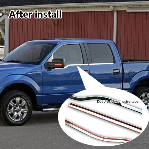 For 2009-2014 Ford F150 4Dr Crew Cab Chrome Window Sill Trims Covers Overlays