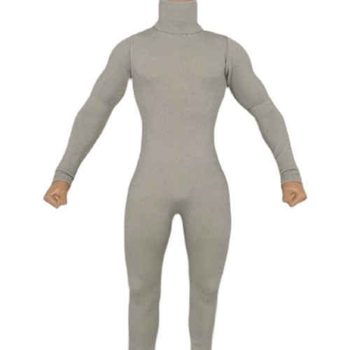 1/6 High Collar Grey Jumpsuit Tights Fit 12'' Male Muscle Action Figure - Bild 5 von 6