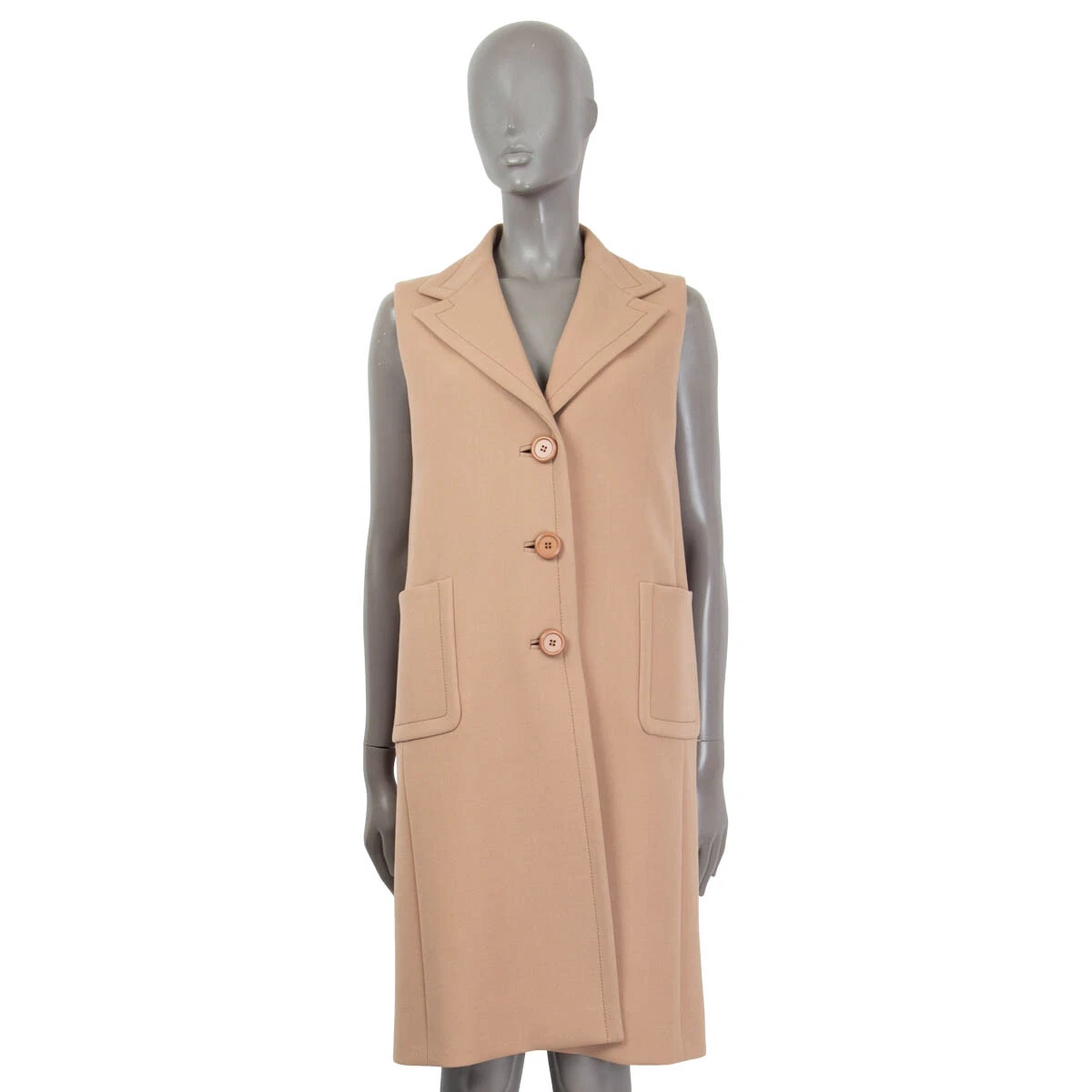 Sleeveless camel coat sale