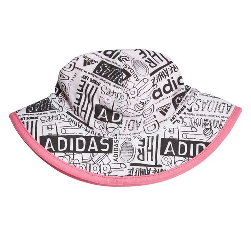 Adidas Kids Bucket Sun Hat Beach Summer Reversible Cap Pink Print Sun Protection - Picture 5 of 5