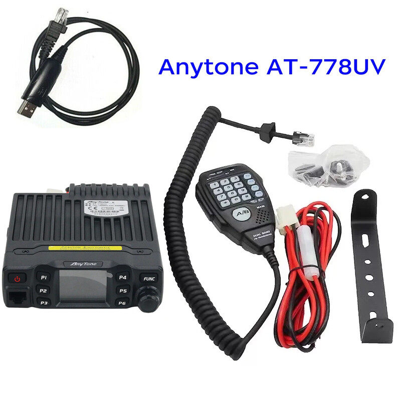 Anytone AT-778UV Mobile Radio - 25W UHF/VHF Car Transceiver With Programming Cable