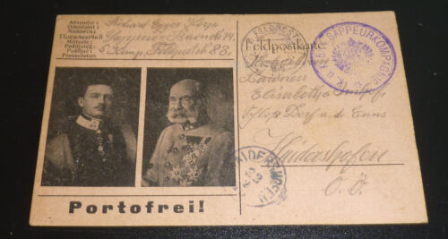 K.u.K. Feldpost 83 Kaiser karl & Franz Joseph I. Sappeur-Kompagnie Haidershofen - Bild 1 von 1