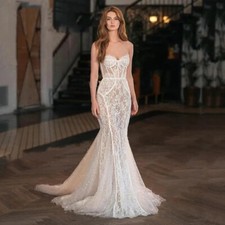 Sexy Mermaid Wedding Dresses Off Shoulder Sleeveless Lace Applique Bridal Gowns