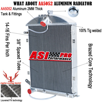 3 Row Aluminum Radiator Fit Ford Model AA Double A Heavy Duty L4 3.3L 1930 1931