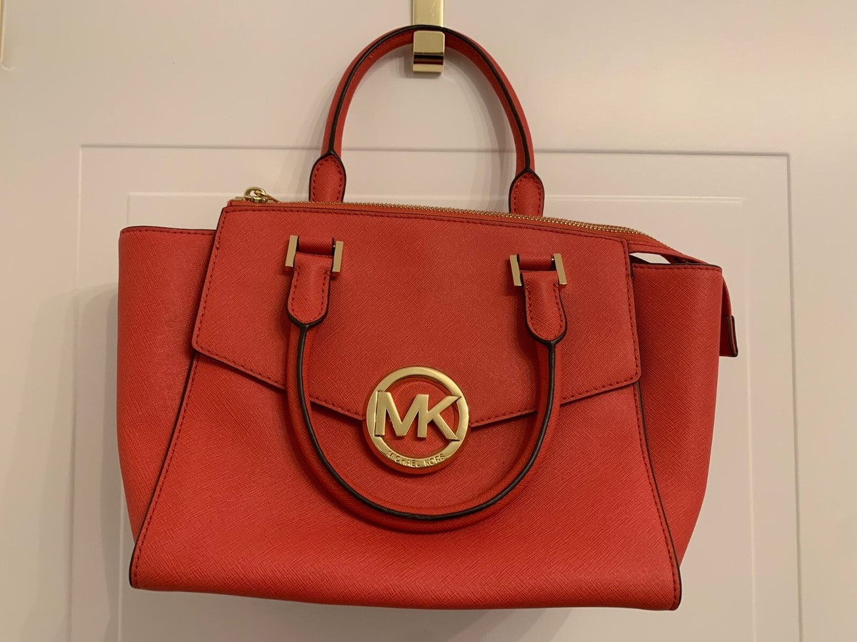 Leder Handtasche Michael Kors Tasche Rot Schwarz Michael Kors