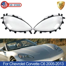 For Corvette C6 2005-2013 Clear Headlight Lens Cover Headlamp Shell with Gaskets