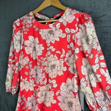 Eliza J Dress Women's 8 Pink Floral 3/4 Sleeves A-Line Pockets Long Sleeve Midi