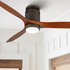 52" Modern 3 Blade Hugger Ceiling Fan with Light LED Remote Bronze for Bedroom