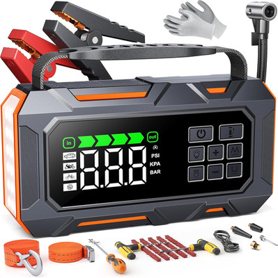 14-IN-1 7000A 160PSI Starthilfepaket mit Luftkompressor (alle Gas/12L Matrize