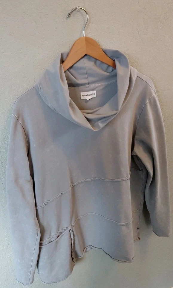 Pullover gris con cuello de capucha gris lavado a la piedra Neon Buddha para mujer talla XL Foto 4 de 4