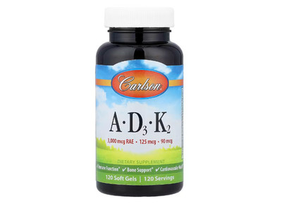 Carlson, Vitamins A   D3   K2, Vitamine A   D3   K2, 120 Weichkapseln
