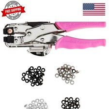 Crop-A-Dile Eyelet Setter Punch Kit, Pink, Includes 100 Eyelets, Comfort Hand...