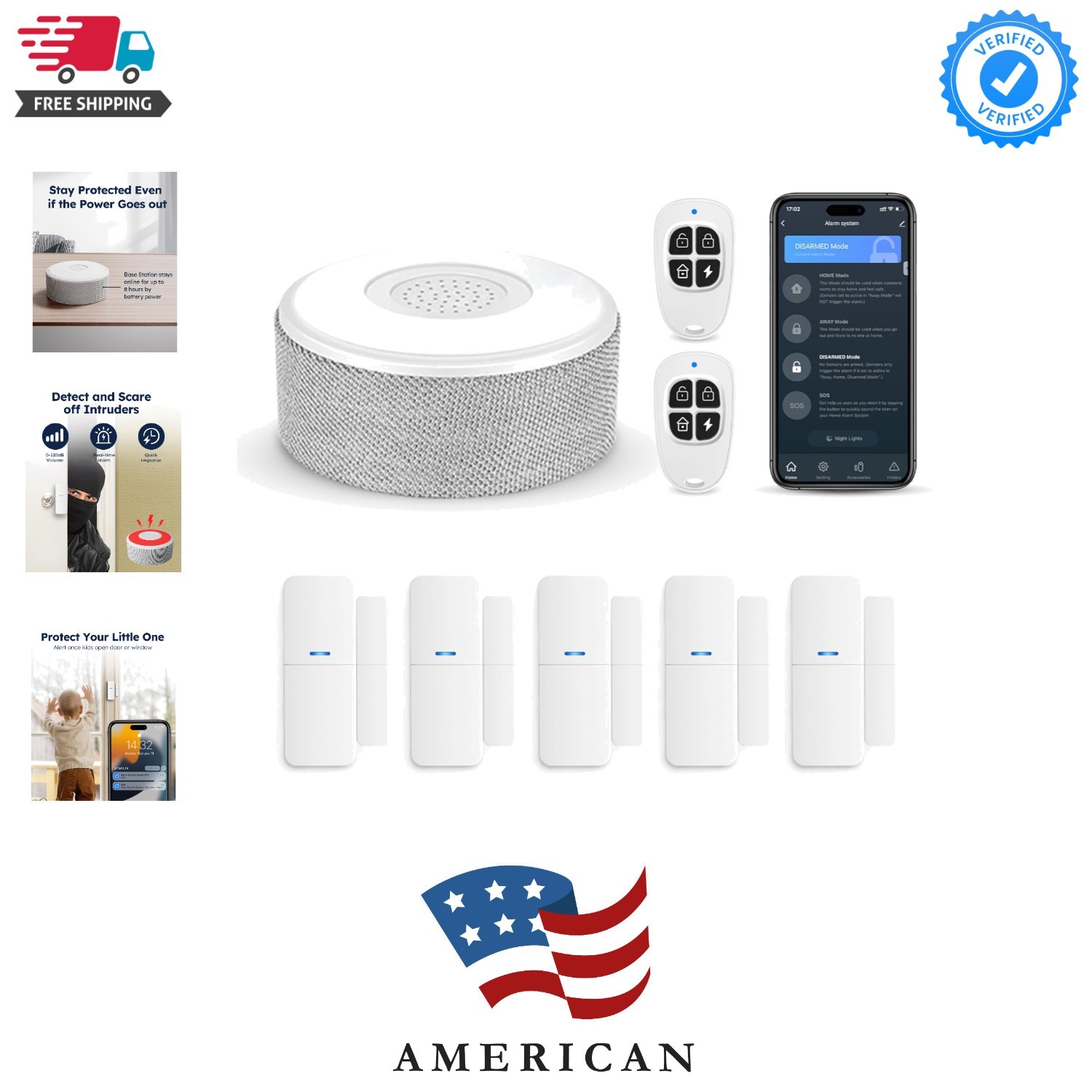 WiFi Door Alarm System, Wireless DIY Smart Home Security Sys