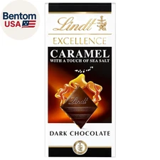 EXCELLENCE Caramel Sea Salt Dark Chocolate Candy Bar, Dark Chocolate with Pieces