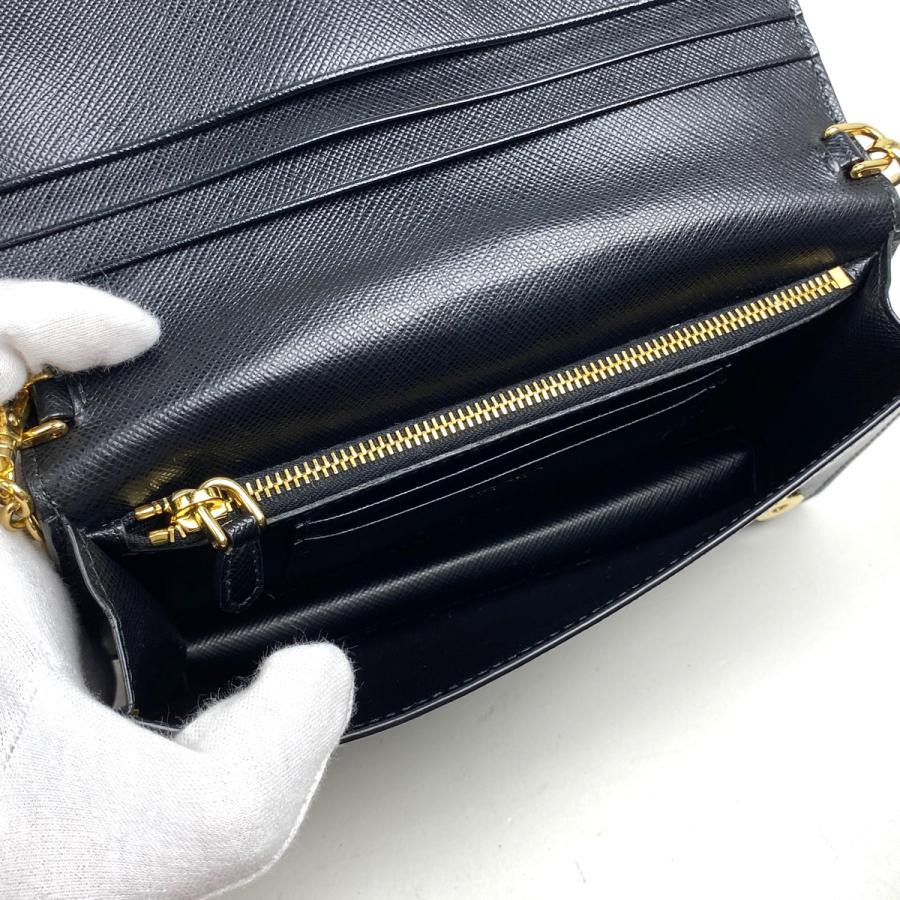 PRADA Chain Wallet Long Wallet Shoulder Bag Saffiano Leather Black #BS1209 thumbnail 8
