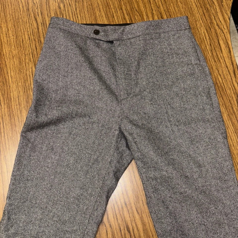 Pantalones acampanados R13 con puños para mujer talla 27 gris espiga lana cachemir RARO Foto 3 de 4