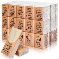 Ctosree 50 Pack Christian Pocket Tissues Bible Verse Travel Packs Bulk 500 Sh...