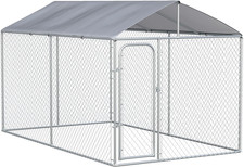Kennel per Cani in Metallo Galvanizzato Con Tettuccio in Tessuto Oxford E Porta 