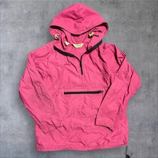 Vintage LL Bean Jacket 90s Womens Medium Pink Anorak Nylon Windbreaker 1/4 Zip