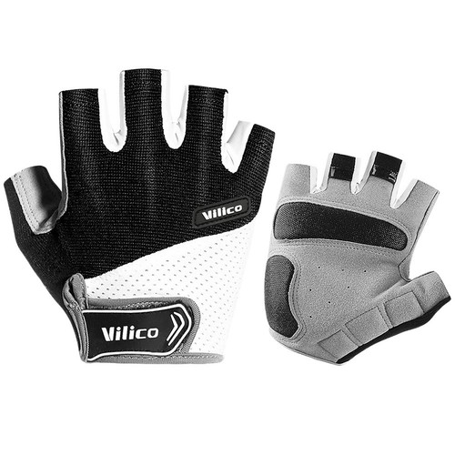 Für Radsport Wandern Halbfinger Fahrradhandschuhe Atmungsaktiv Schwarz Groß 1Set - Bild 3 von 5