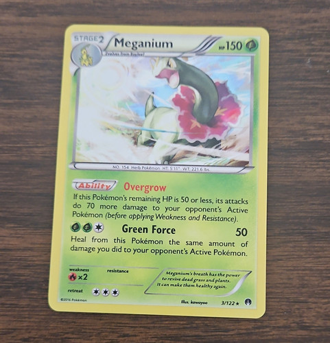 Pokemon TCG Meganium 3/122 Breakpoint Holo Rare Holo Stage 2 2016 150 HP