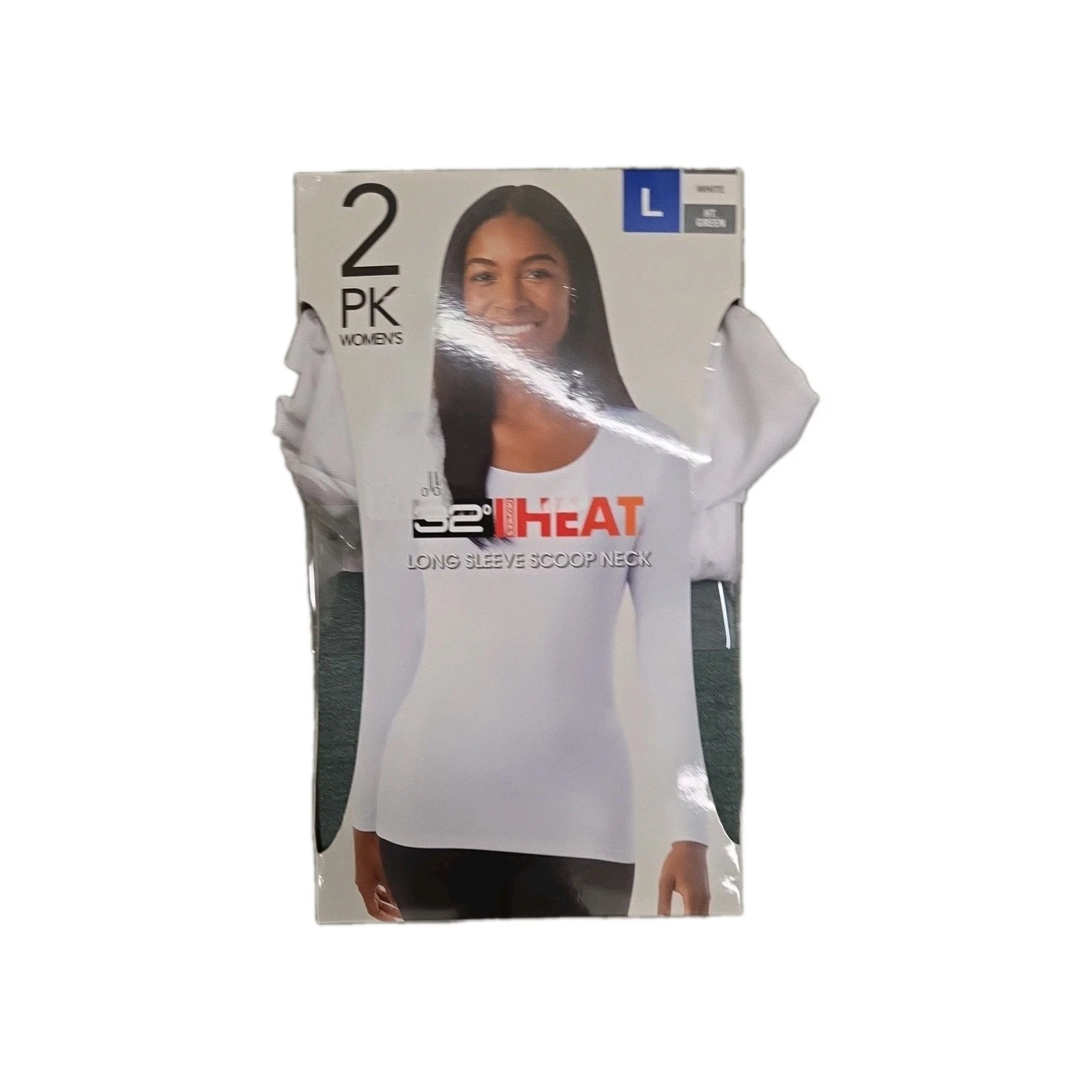 Womens Long Sleeve 32 Degrees Heat Scoop Neck 2 Pack Thermal Baselayer Tee Large