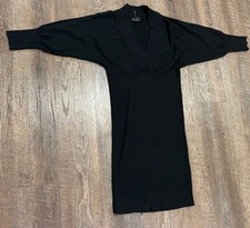 Teeze Me Women's Black Ribbed Sweater Dress 3/4 Sleeves Size Small