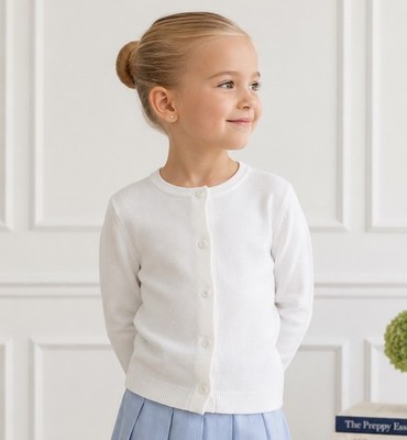 Julius Berger White Cotton Cardigan Size 5 Classic  Preppy