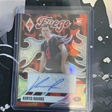 2025 Panini Phoenix Fuego Signatures Rookie Autograph Kurtis Rourke 49ers Card. rookie card picture