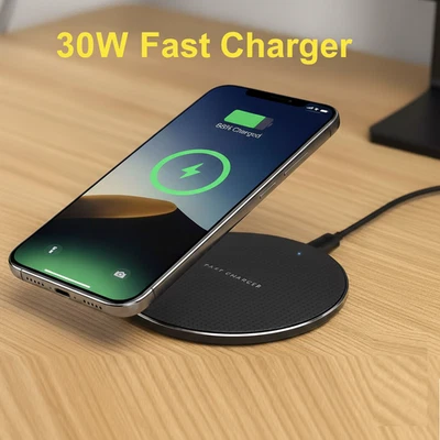 30W Fast Wireless Charging Pad for iPhone & Android – Ultra-Slim Quick Charger - image 1 of 4