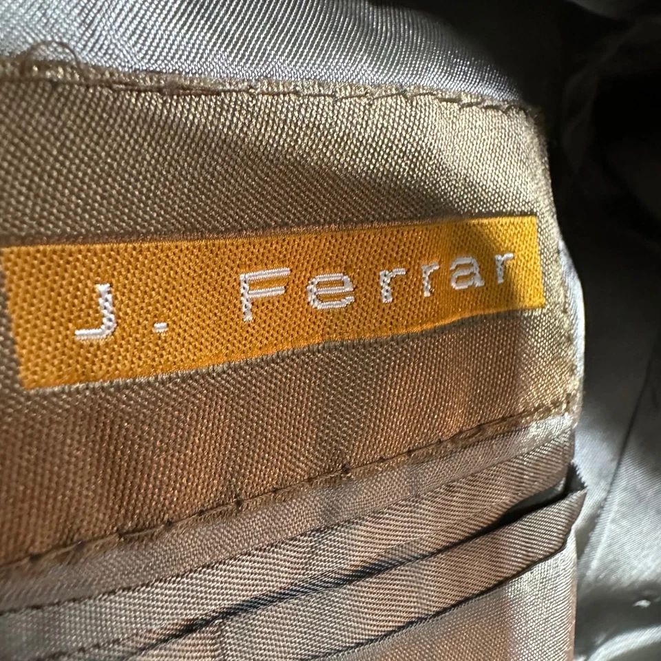 J Ferrar Men's Blazer Jacket 44L Brown Houndstooth 100% worsted Wool Suit Coat - Image 4 of 4