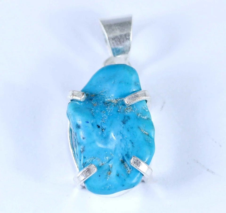 Colgante en bruto de piedras preciosas azul turquesa Arizona natural certificado 13,40 quilates/18 mm Foto 3 de 4