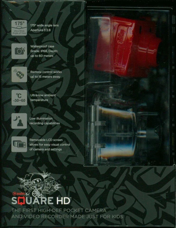 Cámara de acción para niños Nabi Square HD impermeable - video 1080p, a prueba de golpes/polvo/niños Foto 3 de 4
