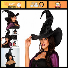 Large Ruched Witch Hat for Women - Halloween Costume Accessory, Spooky Party Wea