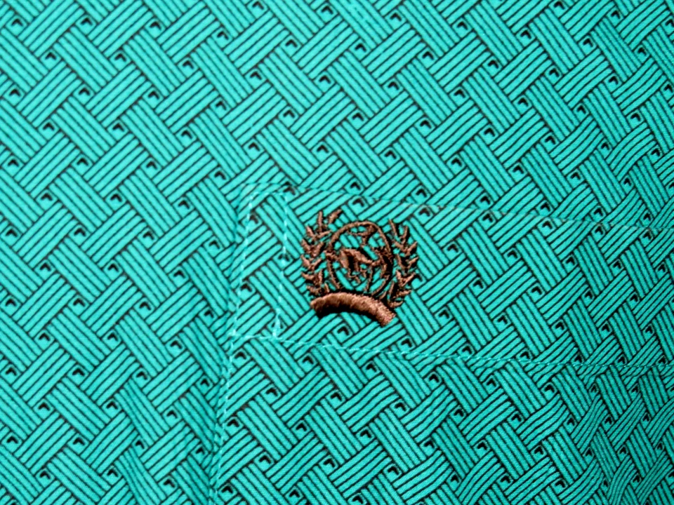 Camisa CINCH Manga Larga Verde Geométrica Informal Occidental Abotonada Para Hombre Grande Foto 4 de 4